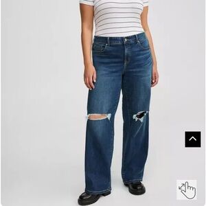 Torrid Perfect Wide Leg Mid-rise Distressed Jeans